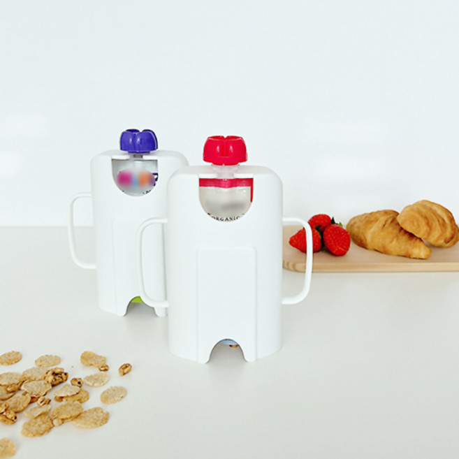 이지쏙 우유 두유 파우치 홀더 61g, 화이트, 2개