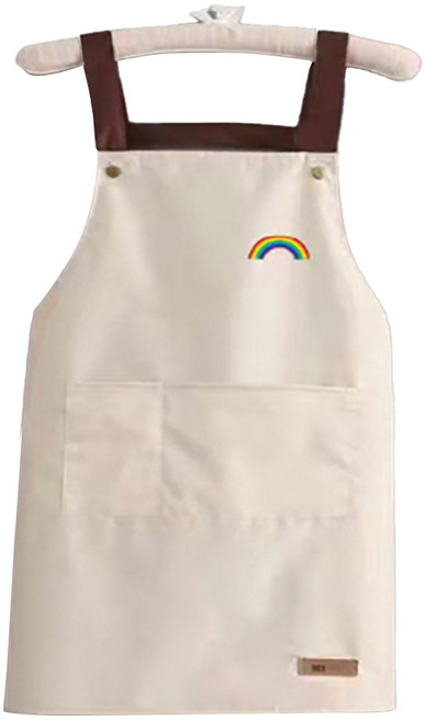 문구담 미술 카페 방수 앞치마, 베이지무지개