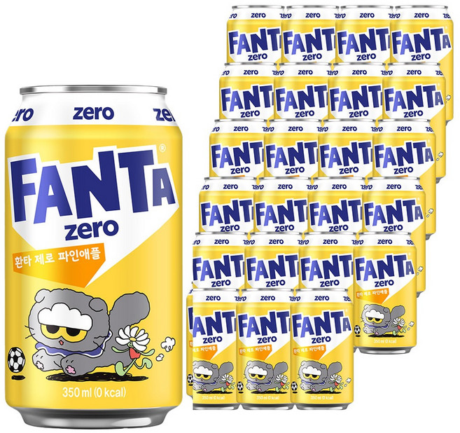 환타 제로 파인애플 탄산음료, 350ml, 24개