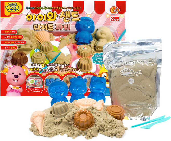 비앤씨 뽀로로 아이와 샌드 디저트 파티 모래놀이, 혼합 색상, 1kg, 1개