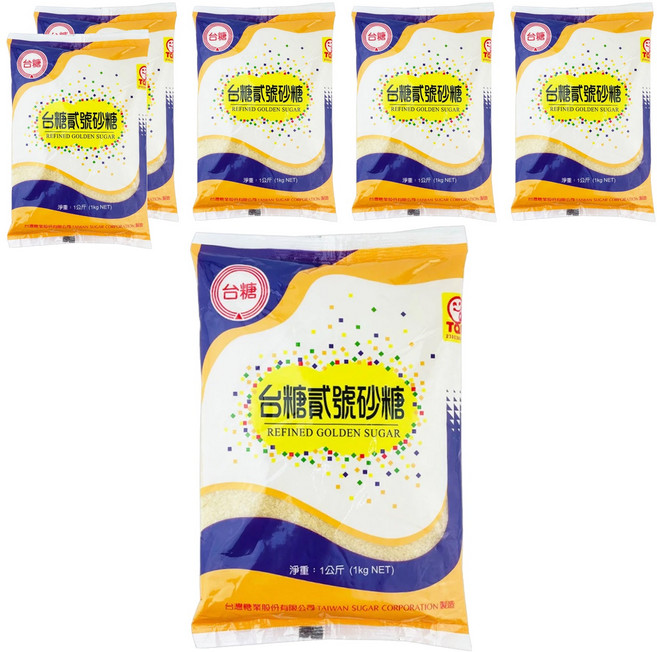 台糖 貳號砂糖, 1000g, 6包