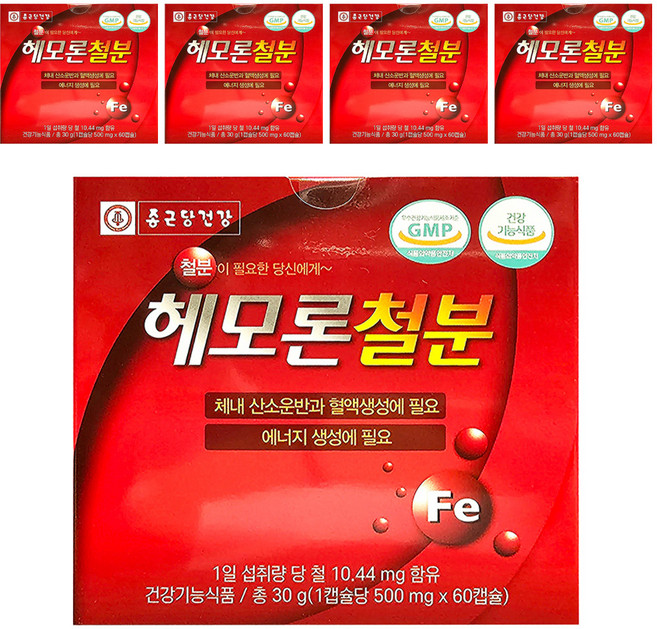종근당건강 헤모론 철분, 60정, 5개