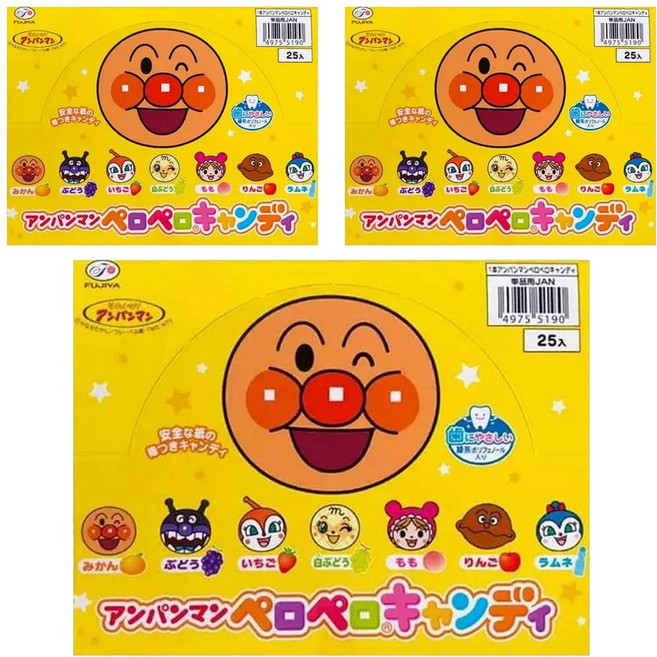 FUJIYA 不二家 麵包超人棒棒糖 25支, 200g, 3盒