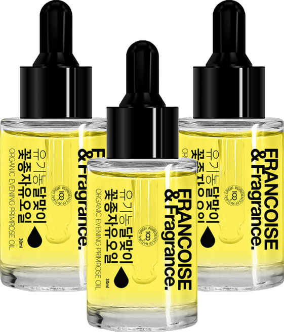 프랑스와즈 유기농 달맞이꽃종자유 비정제 오일, 3개, 30ml