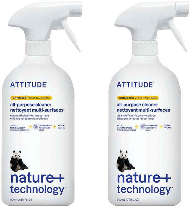 ATTITUDE 艾特優 多功能清潔劑 柑橘味, 800ml, 2瓶