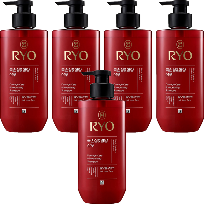 RYO 呂 韓方頭皮瞬效修護洗髮精 染燙受損, 480ml, 5件