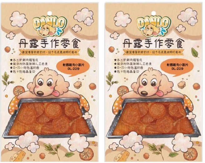 DANLO 丹露 犬用 手作肉乾零食, 軟香雞肉小圓片, 100g, 2包