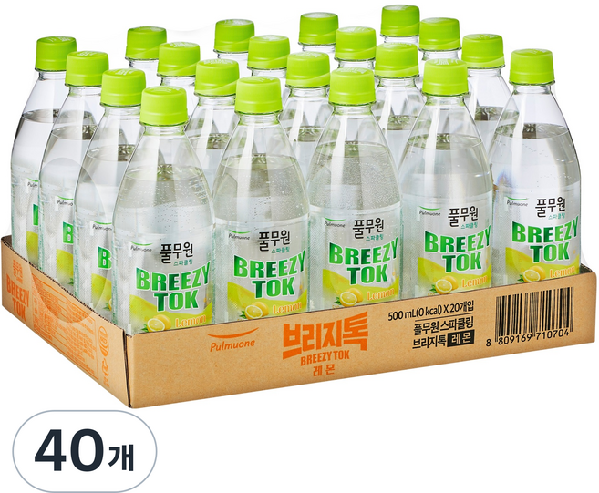 브리지톡 풀무원 탄산음료 레몬 유라벨, 40개, 500ml