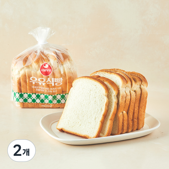 서울우유 우유식빵, 410g, 2개