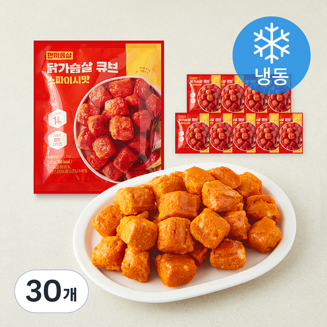 한끼통살 닭가슴살 큐브 스파이시맛 (냉동), 100g, 30개, 1개입