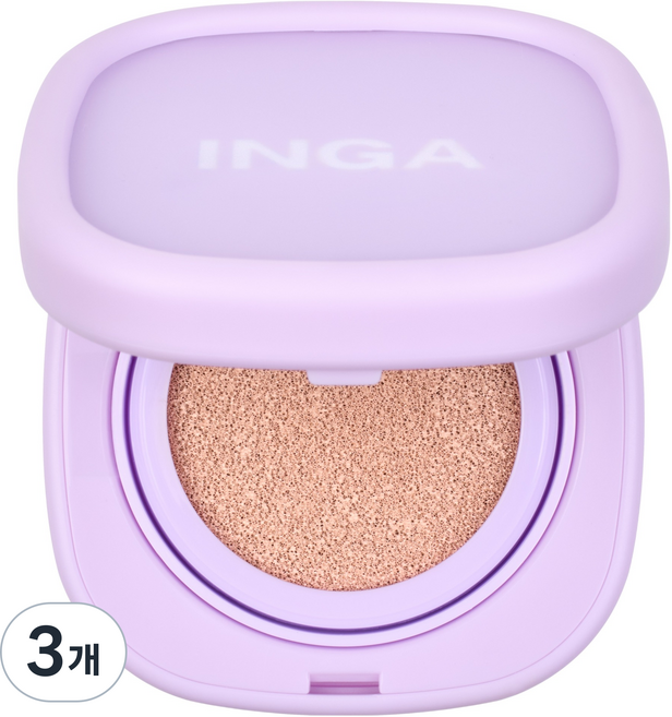 INGA Cosmetics 自然絲絨遮瑕氣墊粉底, 21P 自然粉, 3個