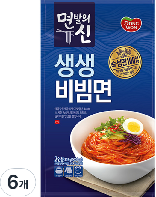 동원 면발의신 생생비빔면 392g, 6개