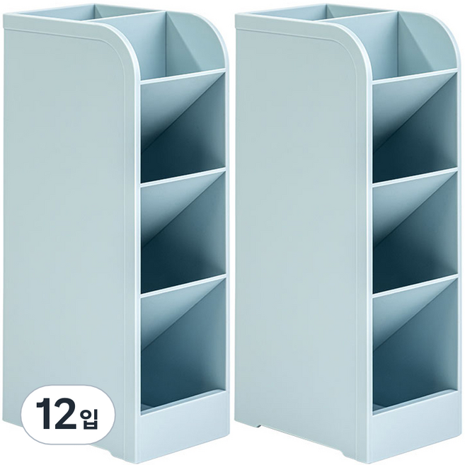 델리 데스크 오거나이저 5칸 분리 사선꽂이 정리함 8938-0, 밀크블루, 12입