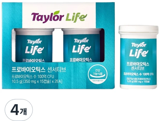 테일러 라이프 프로바이오틱스 센서티브 100억유산균 5.25g, 15정, 4개 - 쿠팡