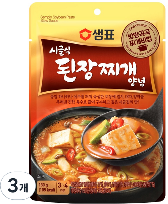 샘표 시골식 된장찌개 양념, 130g, 3개