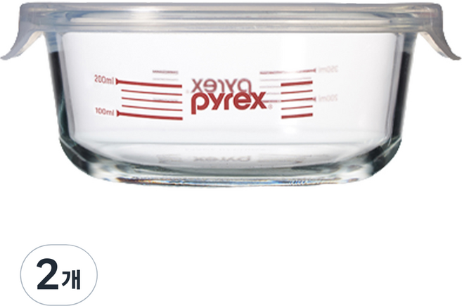 파이렉스 4면 밀폐 계량 저장용기 원형, 2개, 380ml