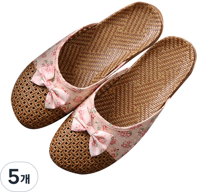 앤티스 썸머 라탄 논슬립 여성 거실화, 핑크, 5개