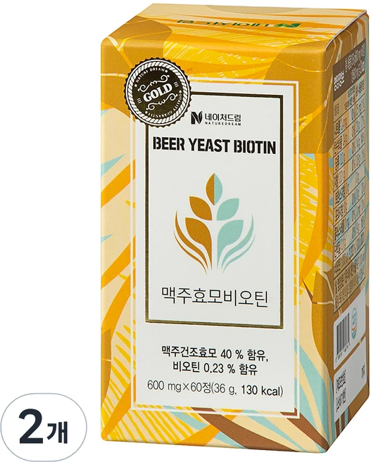 네이처드림 맥주효모 비오틴 36g, 2개, 60정 - 쿠팡