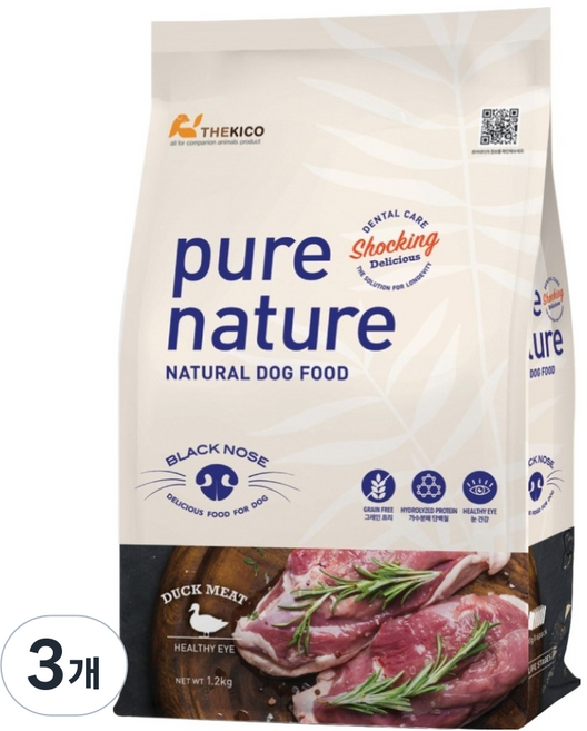 퓨어네이쳐 그레인프리 사료, 오리, 1.2kg, 3개