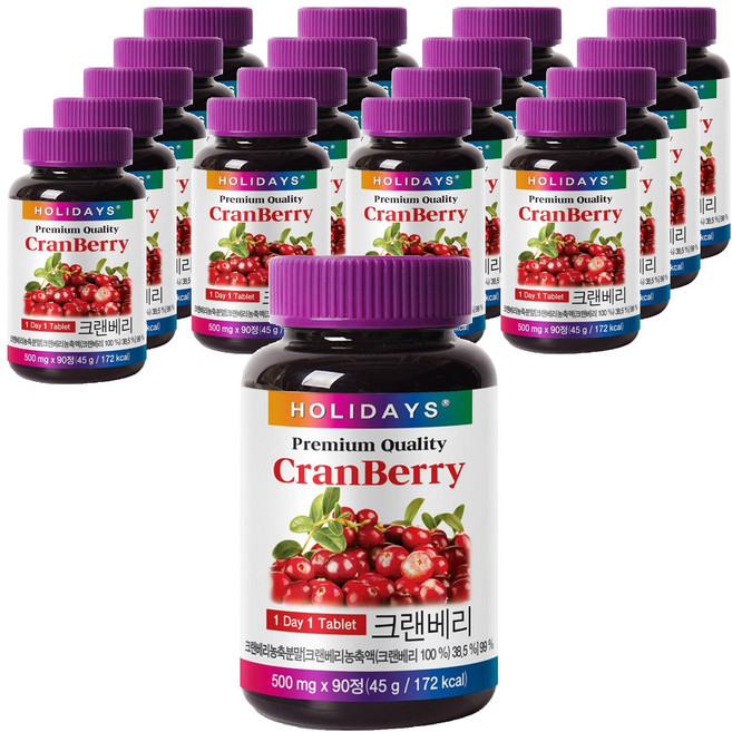 홀리데이즈 프리미엄 크랜베리 타블렛, 90정, 18개