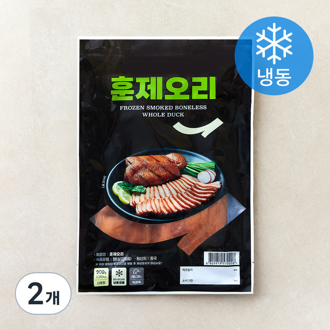 GAMI 중국산 훈제오리 한마리 완포 (냉동), 900g, 2개