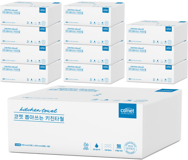 코멧 뽑아쓰는 키친타올, 100매, 12개