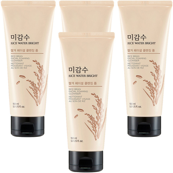 더페이스샵 미감수 브라이트 쌀겨 페이셜 클렌징 폼, 4개, 150ml