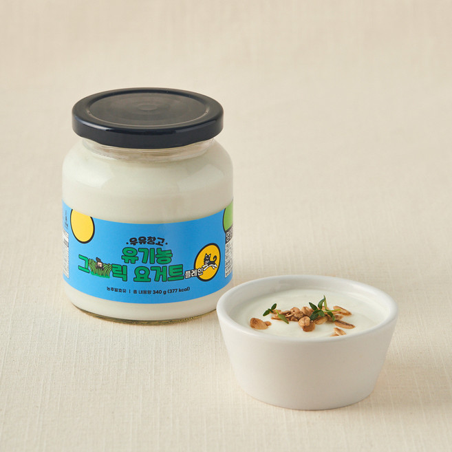 우유창고 유기가공식품 인증 그릭요거트 플레인, 340g, 1개