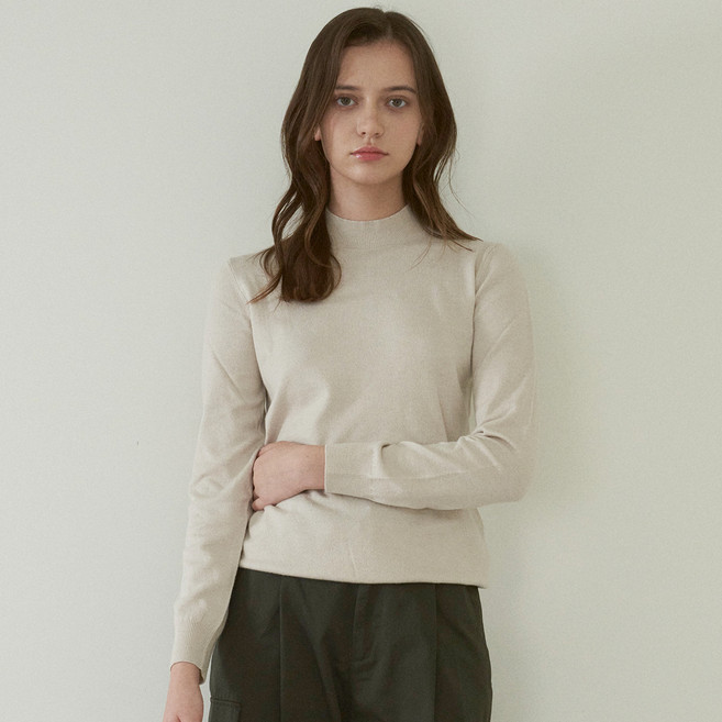 210에디트 남녀공용 캐시미어 블렌디드 반터틀넥 솜털니트 ZZ4SW011