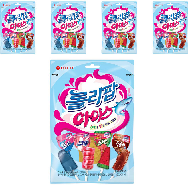 롯데웰푸드 롤리팝 아이스 캔디, 132g, 5개