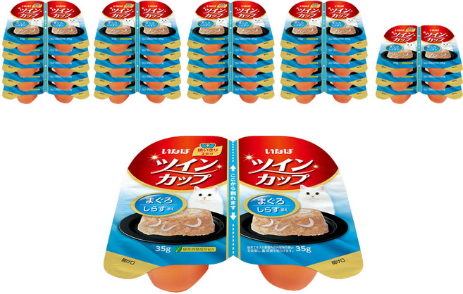 이나바 고양이 트윈컵 간식캔 IMC-212, 혼합맛(참치/치어), 70g, 24개