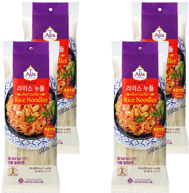 티아시아키친 라이스누들 볶음면용 5mm, 250g, 4개