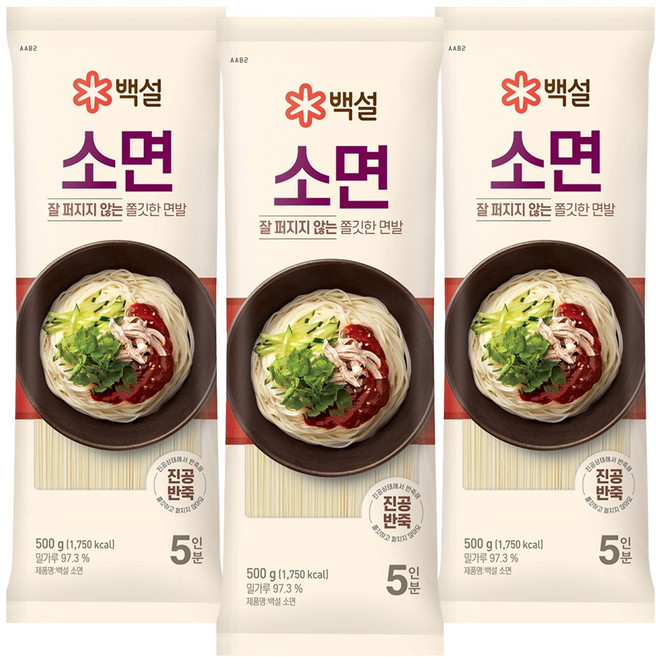 백설 소면, 500g, 3개