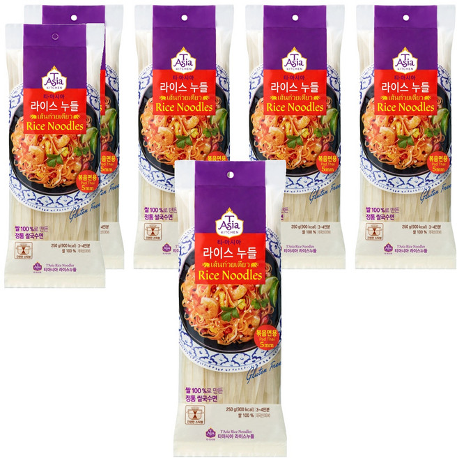 티아시아키친 라이스누들 볶음면용 5mm, 250g, 6개