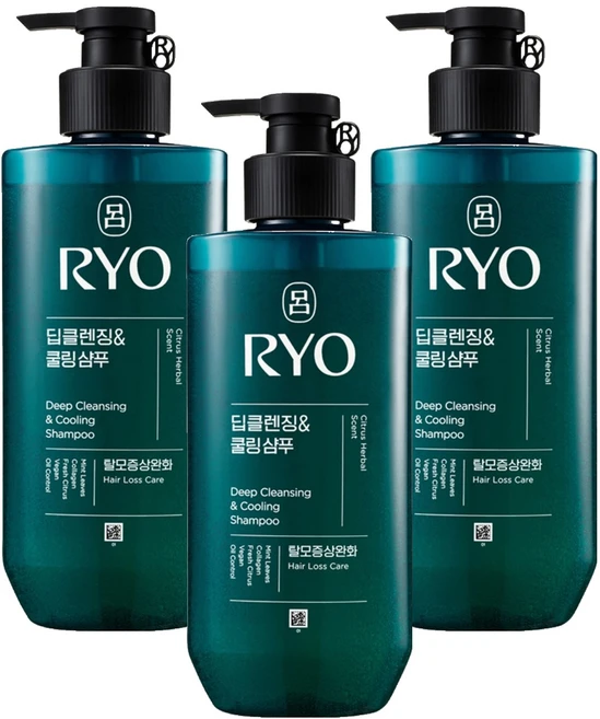 려 청아 딥 클렌징 앤 쿨링 탈모증상완화 샴푸 시트러스향, 480ml, 3개 - 쿠팡