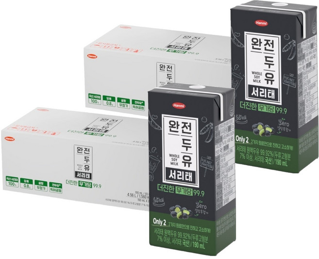 전두유 완전두유 더진한 서리태 무가당 99.9, 190ml, 48개