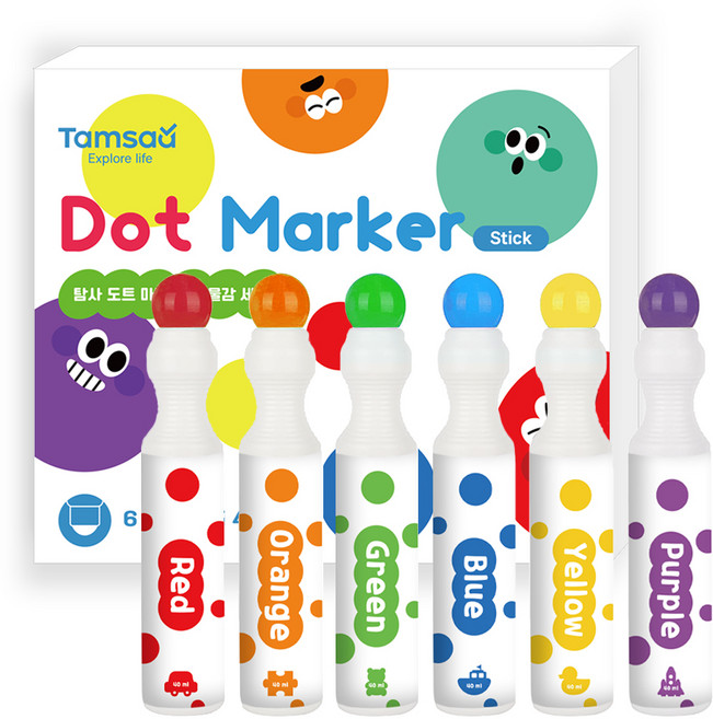 탐사 도트 스틱 마커 물감 세트, 6색