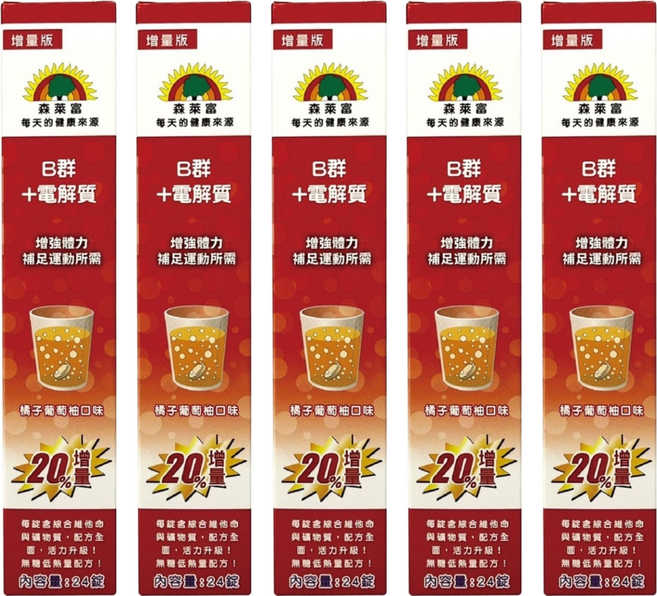 SUNLIFE 森萊富 B群+電解質發泡錠, 24顆, 96g, 5盒