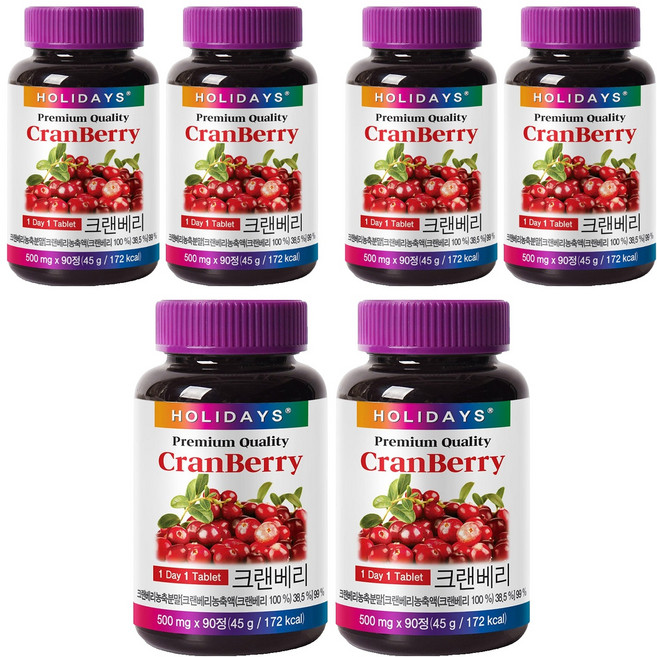 홀리데이즈 프리미엄 크랜베리 타블렛, 90정, 6개