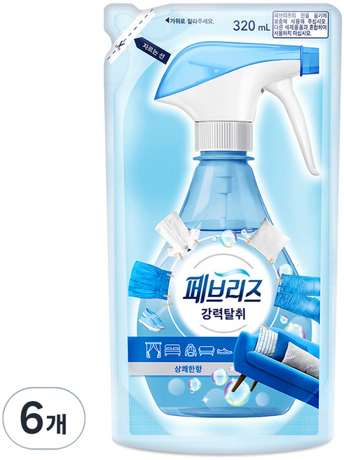 페브리즈 섬유탈취제 강력탈취 상쾌한향 리필, 320ml, 6개
