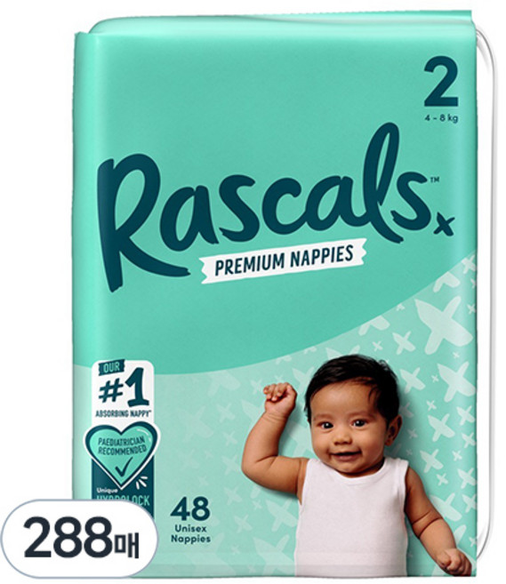 라스칼프렌즈 프리미엄 밴드형 기저귀, 288매, 2단계