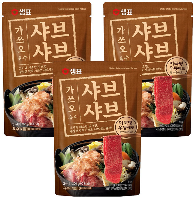 샘표 가쓰오 샤브샤브 육수 3~4인분, 200g, 3개