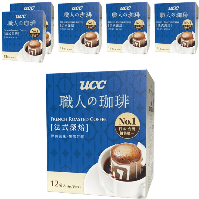 ucc 職人的珈琲 法式深焙濾掛式咖啡, 8g, 12包, 6盒