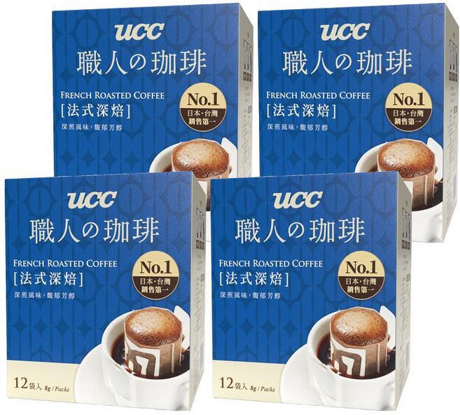 ucc 職人的珈琲 法式深焙濾掛式咖啡, 8g, 12包, 4盒