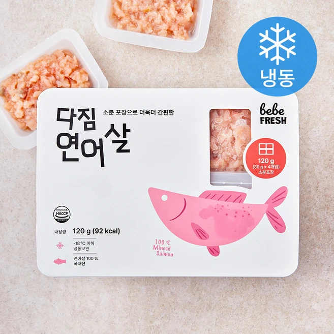 베베프레시 다짐 연어살 4개입 (냉동), 6개, 120g - 쿠팡