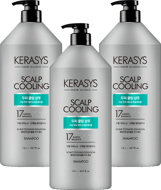 케라시스 두피 쿨링 단백질 샴푸, 1.5L, 3개