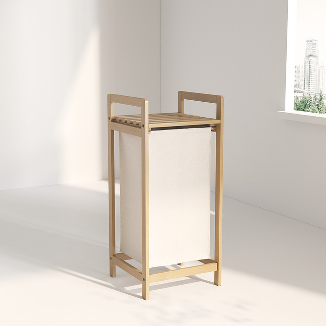 하비티 1단 대나무 빨래바구니