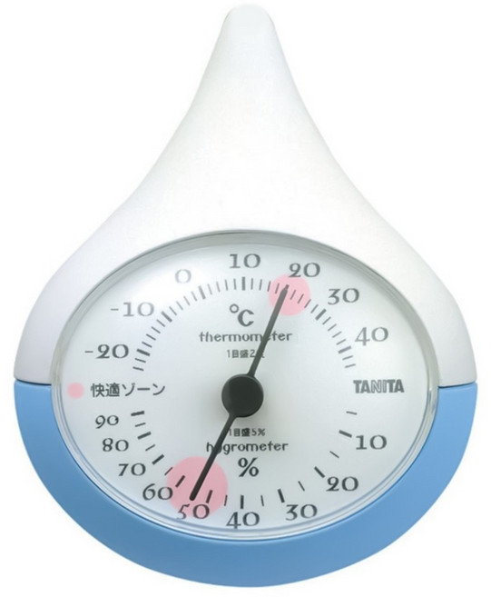 TANITA 塔尼達 水滴造型溫溼度計 TT-510-BL 75 x 50 x 94mm 70g, 天空藍, 1個