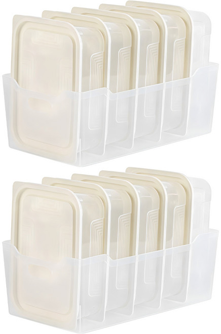 이지앤프리 이지킵 냉동실 정리 용기 6종 세트, 2개, 6호 트레이(1p)+1250ml 용기(5p)