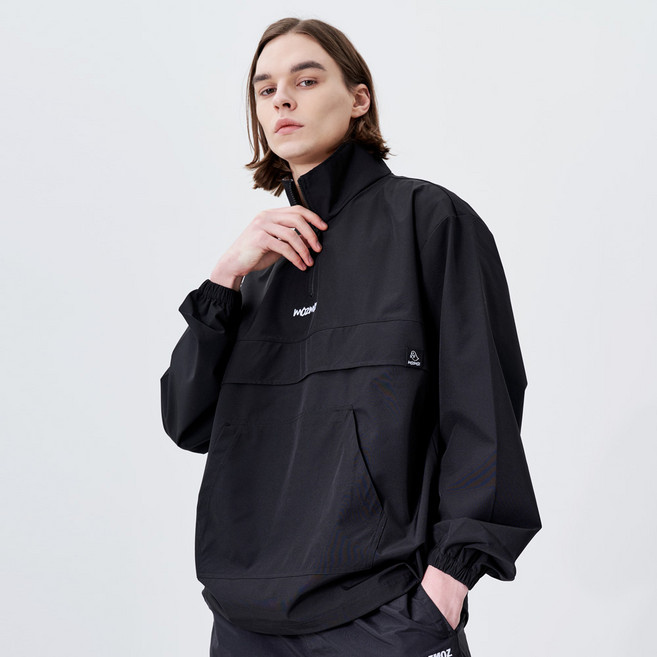 모즈모즈 남녀공용 센터자수 백라벨 기능성 아노락 바람막이